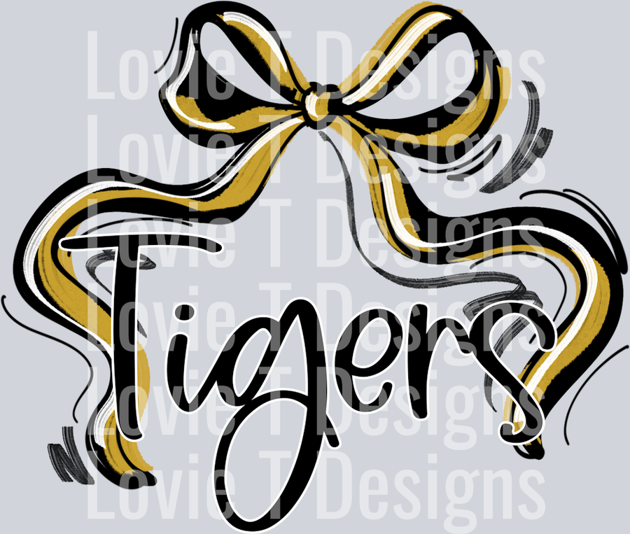 RIBBON SPORTS BOWS BLACK AND VEGAS GOLD TIGERS