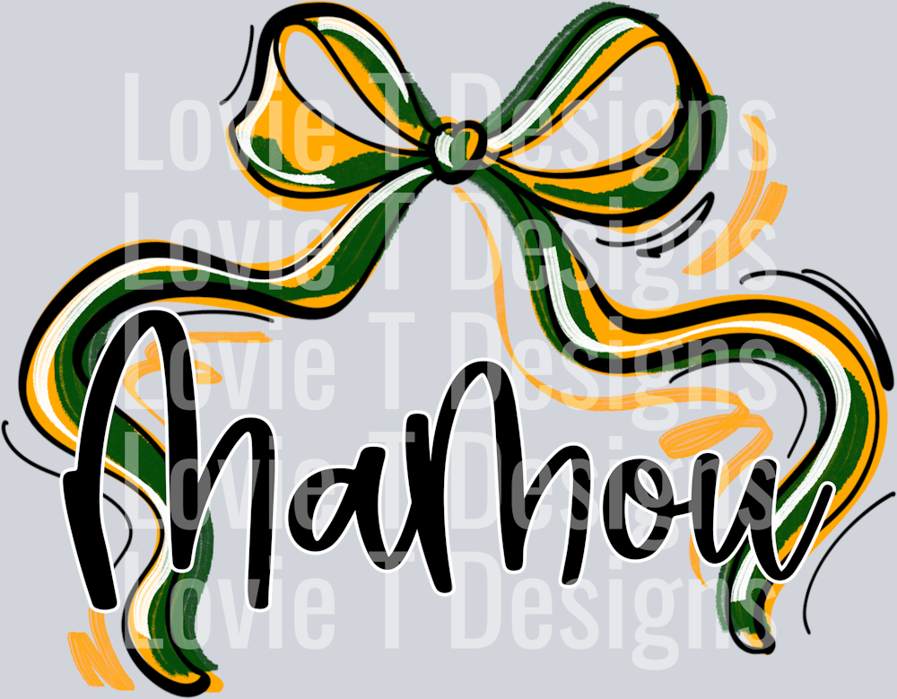 RIBBON SPORTS BOWS DARK GREEN YELLOW AND WHITE MAMOU