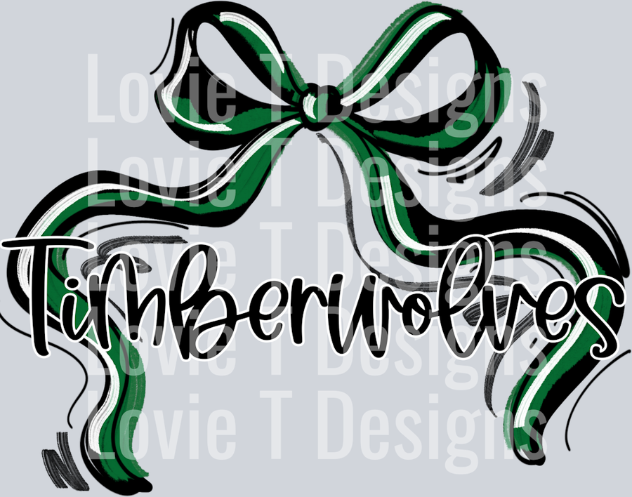 RIBBON SPORTS BOWS GREEN BLACK AND WHITE TIMBERWOLVES