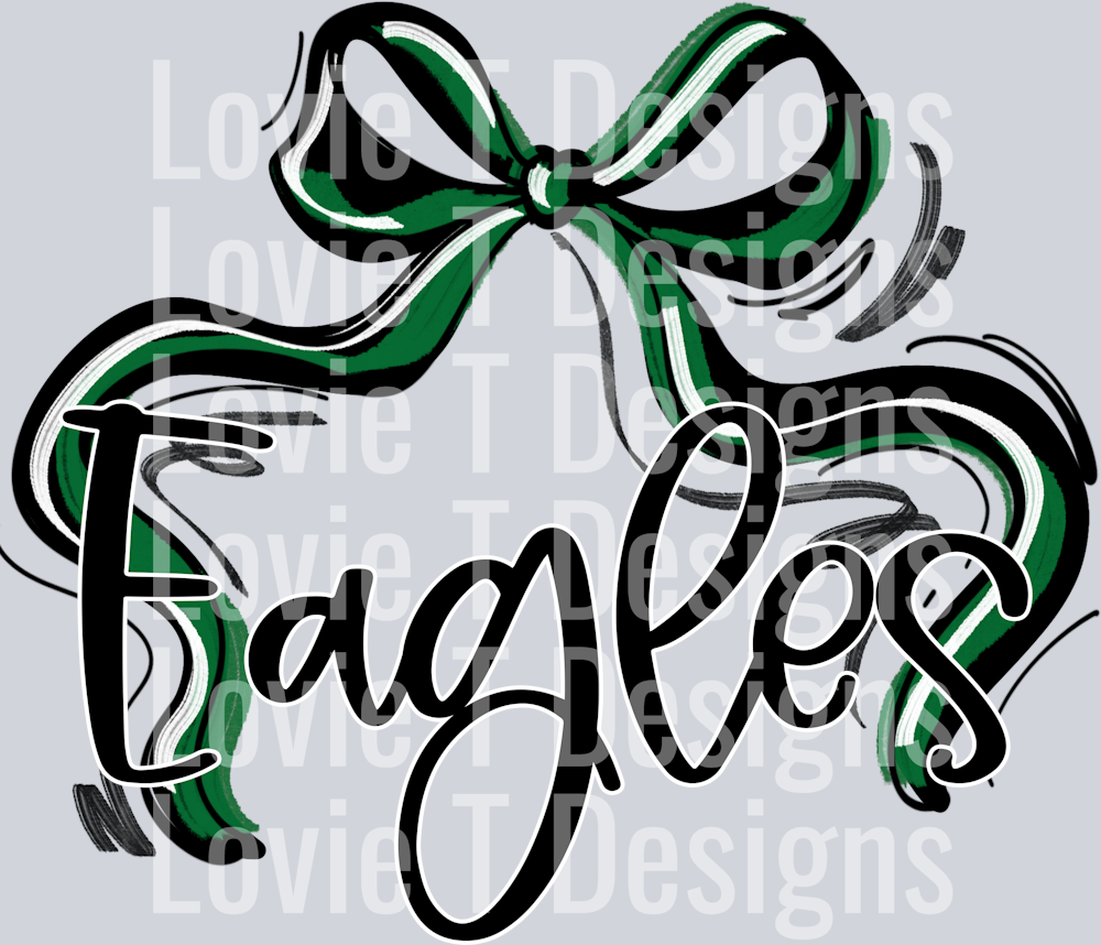 RIBBON SPORTS BOWS KELLY GREEN AND BLACK EAGLES