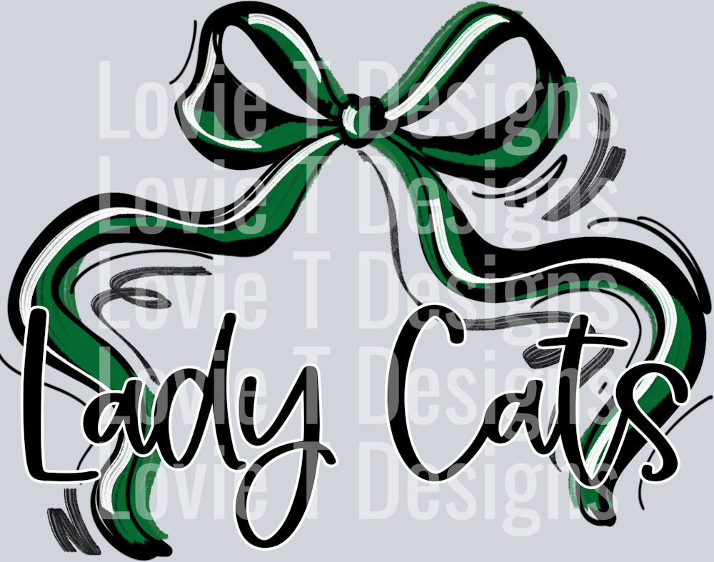 RIBBON SPORTS BOWS KELLY GREEN AND BLACK LADY CATS