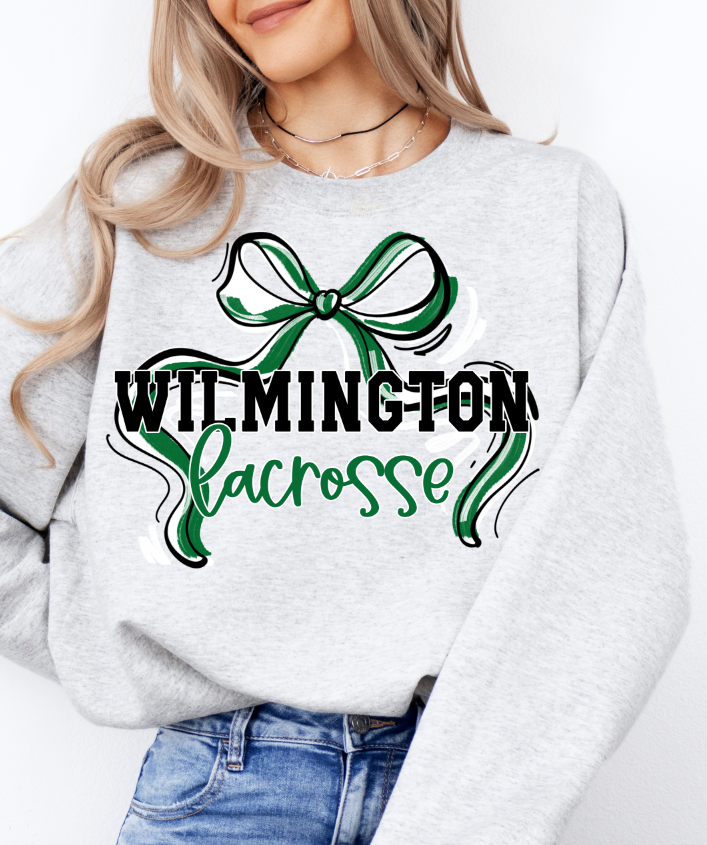 RIBBON SPORTS BOWS KELLY GREEN AND WHITE WILMINGTON LACROSSE