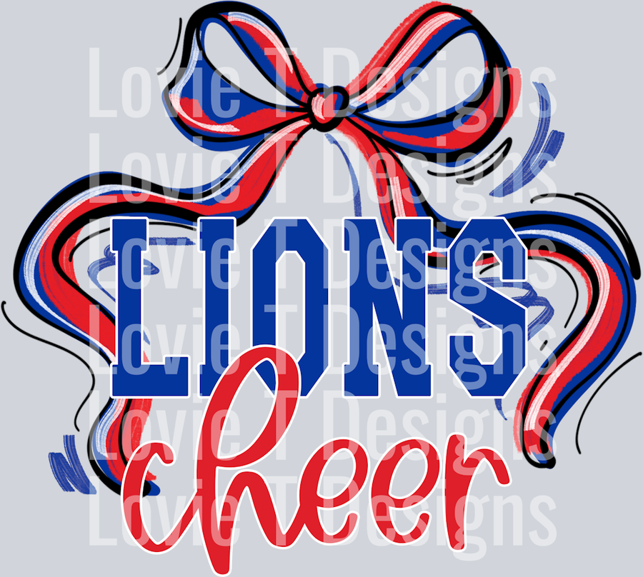 RIBBON SPORTS BOWS LIONS CHEER RED ROYAL AND WHITE