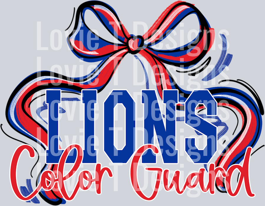 RIBBON SPORTS BOWS LIONS COLOR GUARD RED ROYAL AND WHITE