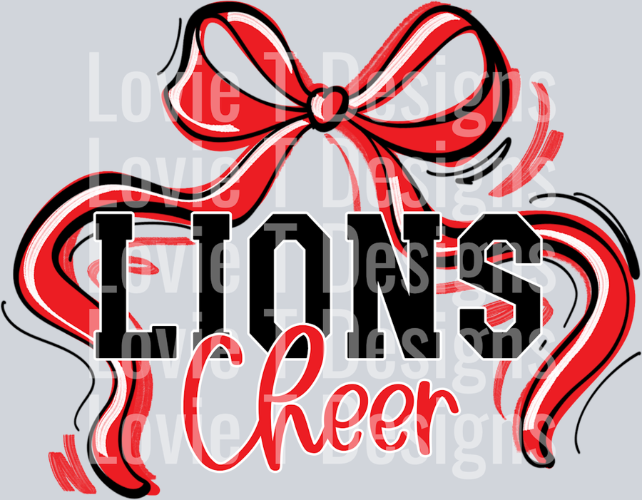 RIBBON SPORTS BOWS LIONS RED WHITE AND BLACK