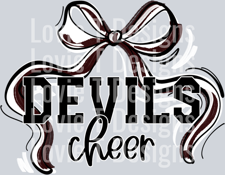 RIBBON SPORTS BOWS MAROON WHITE AND BLACK DEVILS CHEER