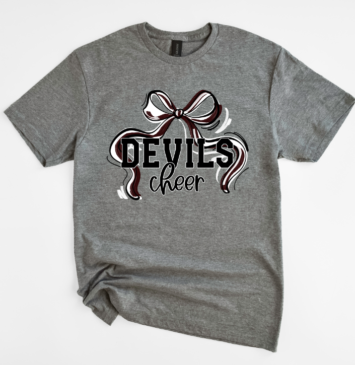 RIBBON SPORTS BOWS MAROON WHITE AND BLACK DEVILS CHEER