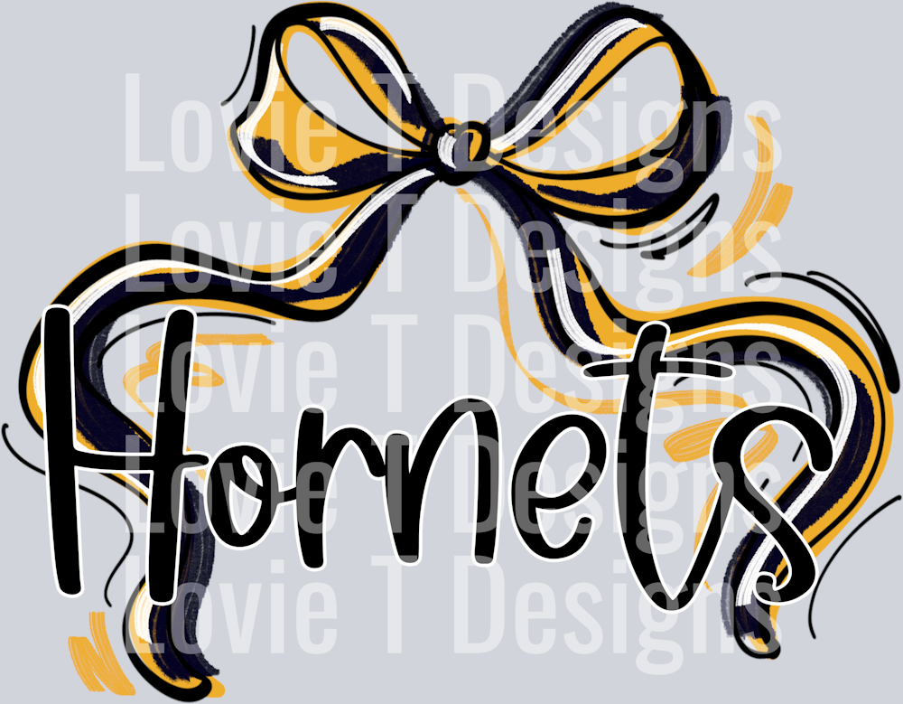 RIBBON SPORTS BOWS NAVY AND YELLOW GOLD HORNETS
