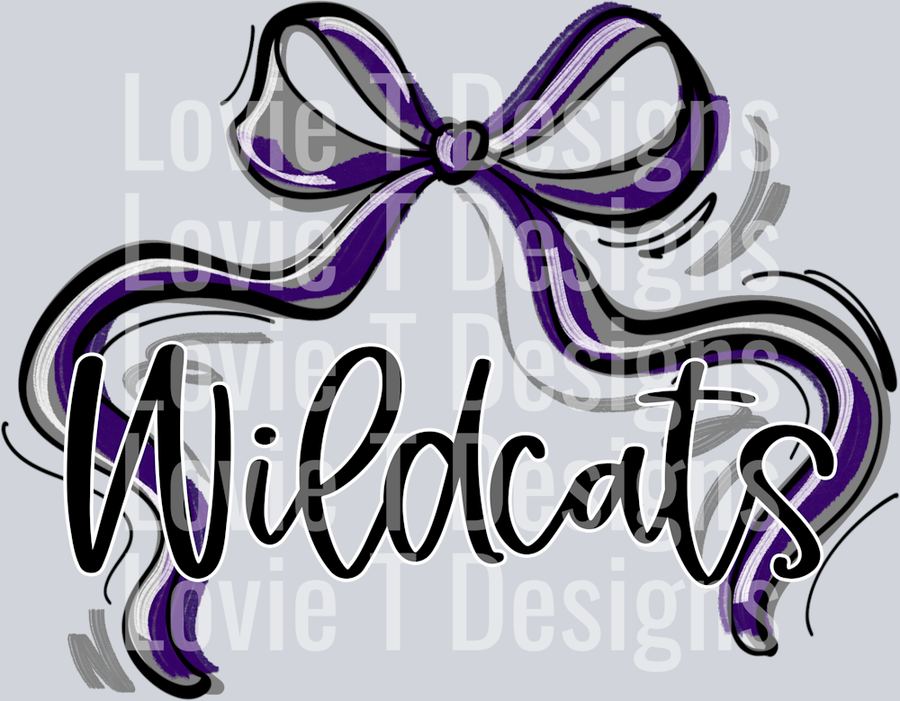 RIBBON SPORTS BOWS PURPLE GRAY AND WHITE WILDCATS