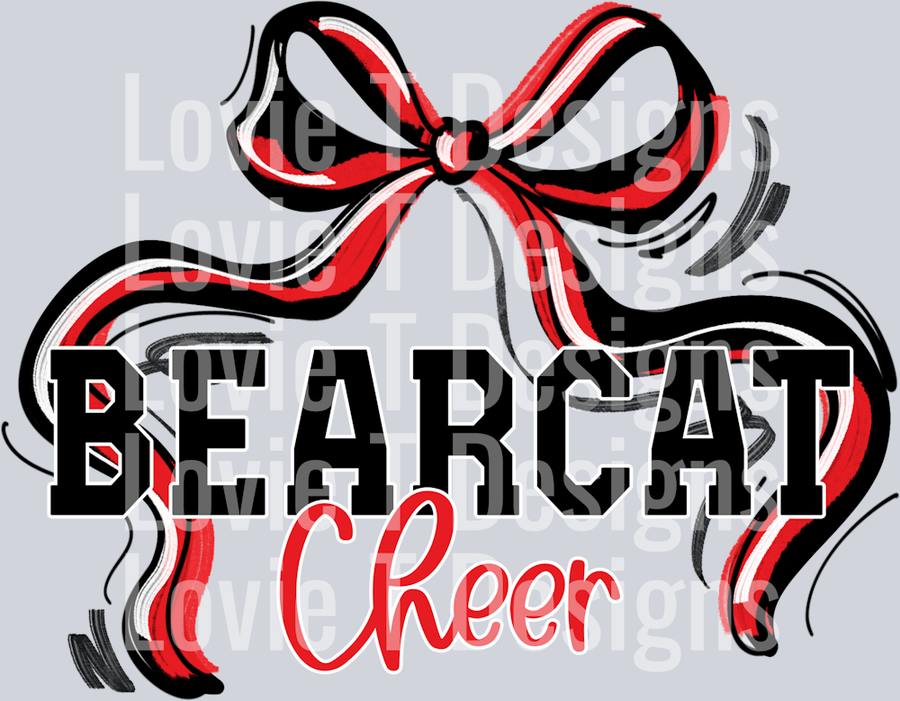 RIBBON SPORTS BOWS RED AND BLACK BEARCAT CHEER
