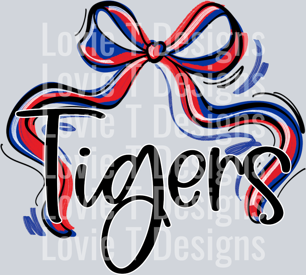 RIBBON SPORTS BOWS RED AND ROYAL BLUE TIGERS