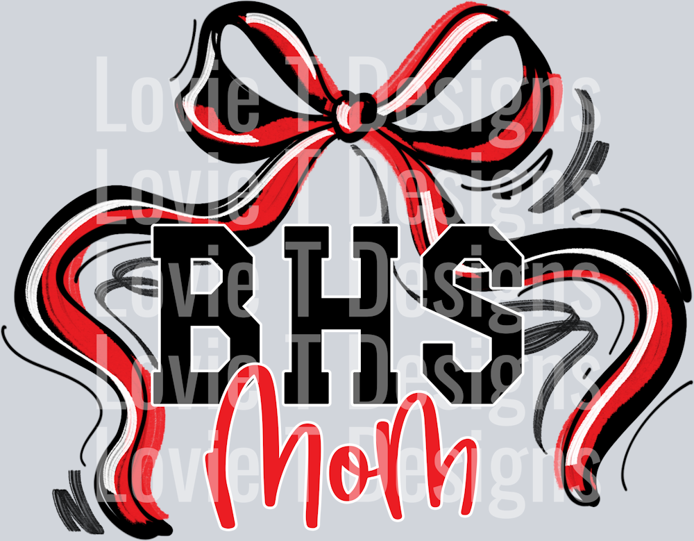 RIBBON SPORTS BOWS RED BLACK AND WHITE BHS MOM