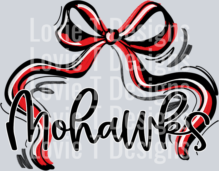 RIBBON SPORTS BOWS RED BLACK AND WHITE MOHAWKS