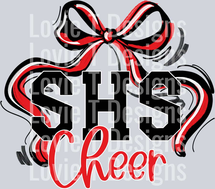RIBBON SPORTS BOWS RED BLACK AND WHITE SHS CHEER