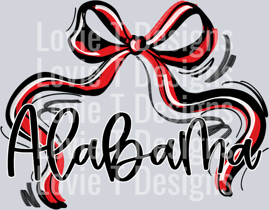 RIBBON SPORTS BOWS RED WHITE AND BLACK ALABAMA