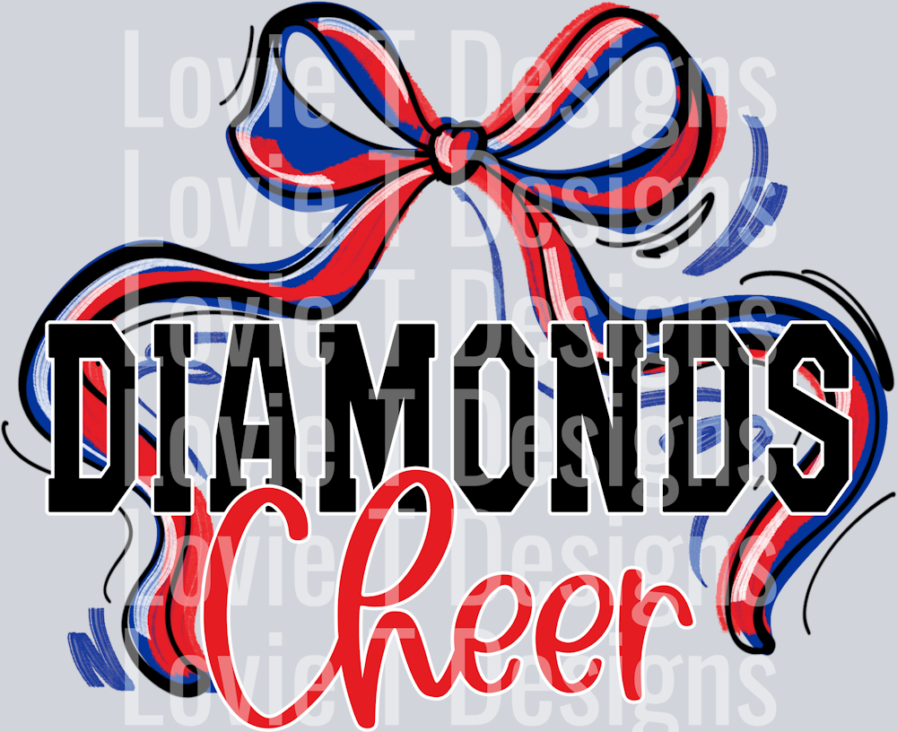 RIBBON SPORTS BOWS RED WHITE AND BLUE DIAMONDS CHEER