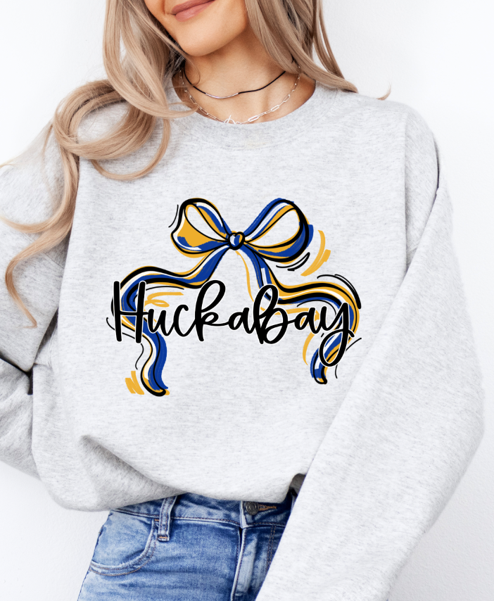 RIBBON SPORTS BOWS ROYAL AND YELLOW HUCKABAY