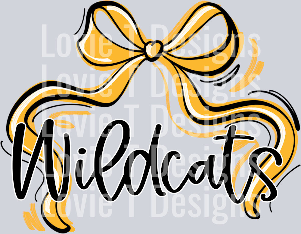 RIBBON SPORTS BOWS WHITE AND YELLOW GOLD WILDCATS