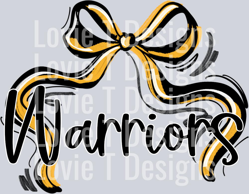 RIBBON SPORTS BOWS YELLOW BLACK WARRIORS