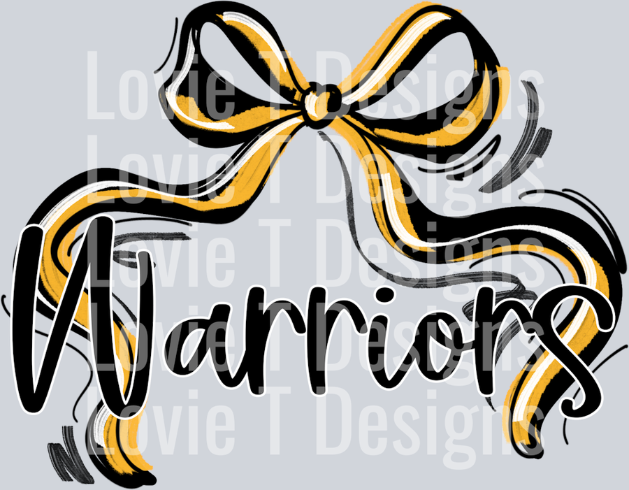 RIBBON SPORTS BOWS YELLOW BLACK WARRIORS