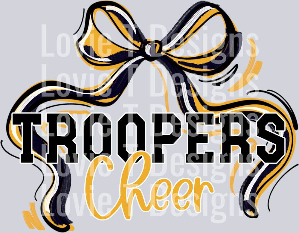 RIBBON SPORTS BOWS YELLOW NAVY TROOPERS CHEER