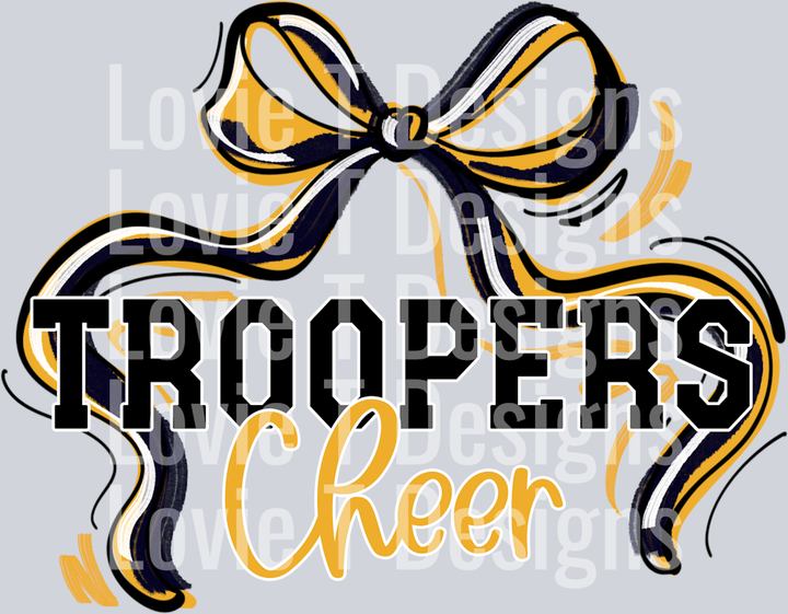 RIBBON SPORTS BOWS YELLOW NAVY TROOPERS CHEER
