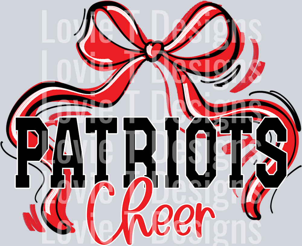 RIBBON SPORTS RED BLACK AND WHITE PATRIOTS CHEER IN RED