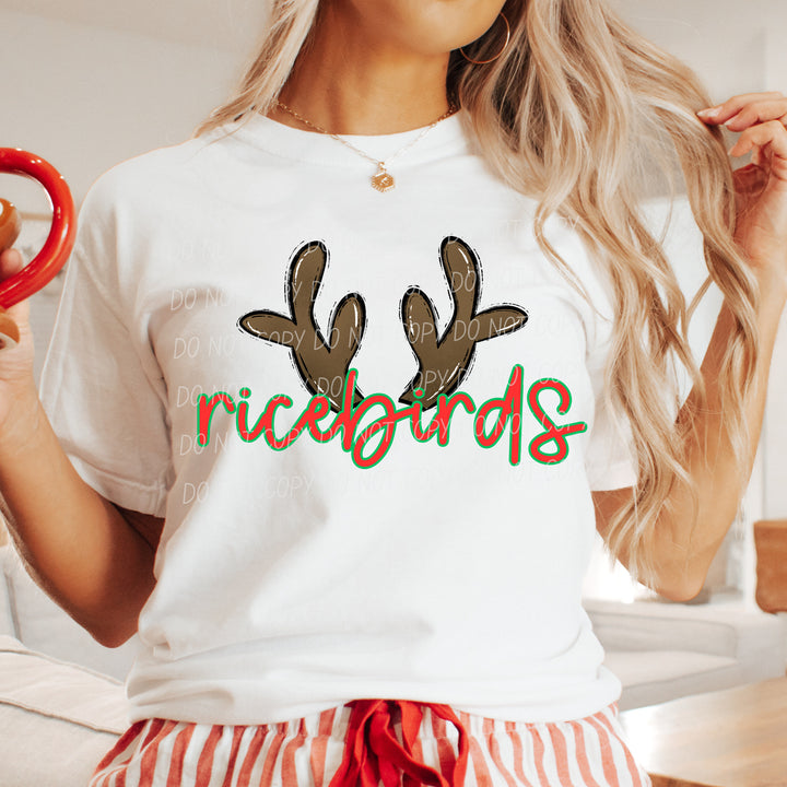 Ricebirds Reindeer mascot DTF transfer