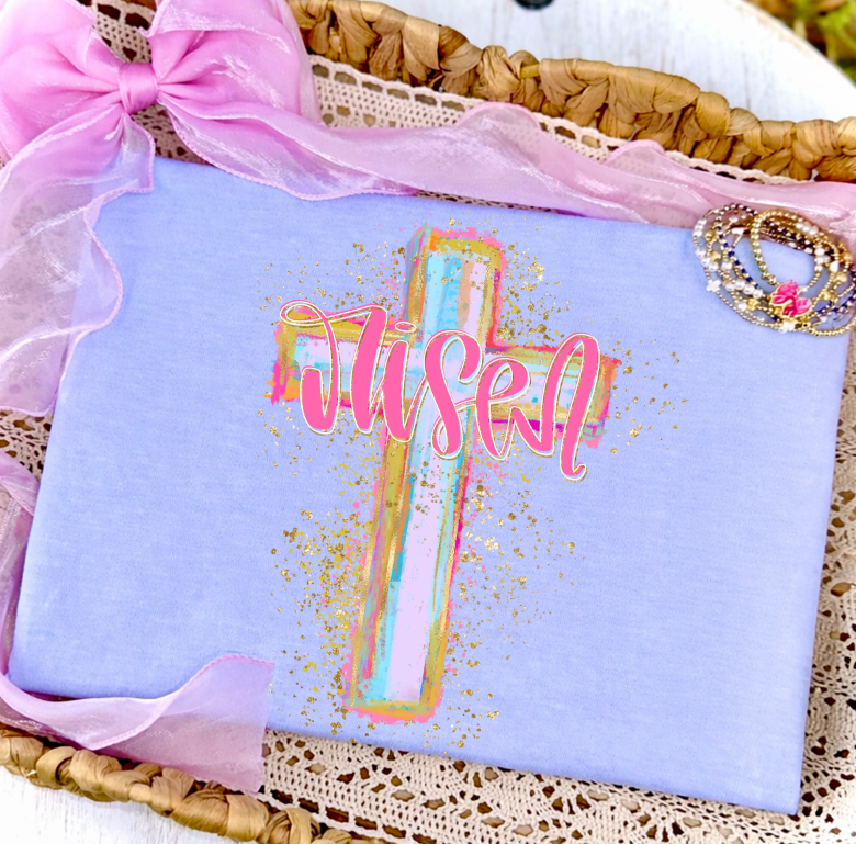 Risen Splatter Cross DTF transfer design
