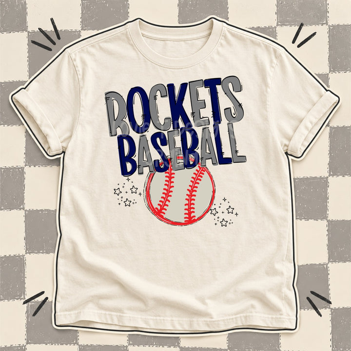 Rockets Gray Navy Team Go Baseball Mascots DTF transfer mockup