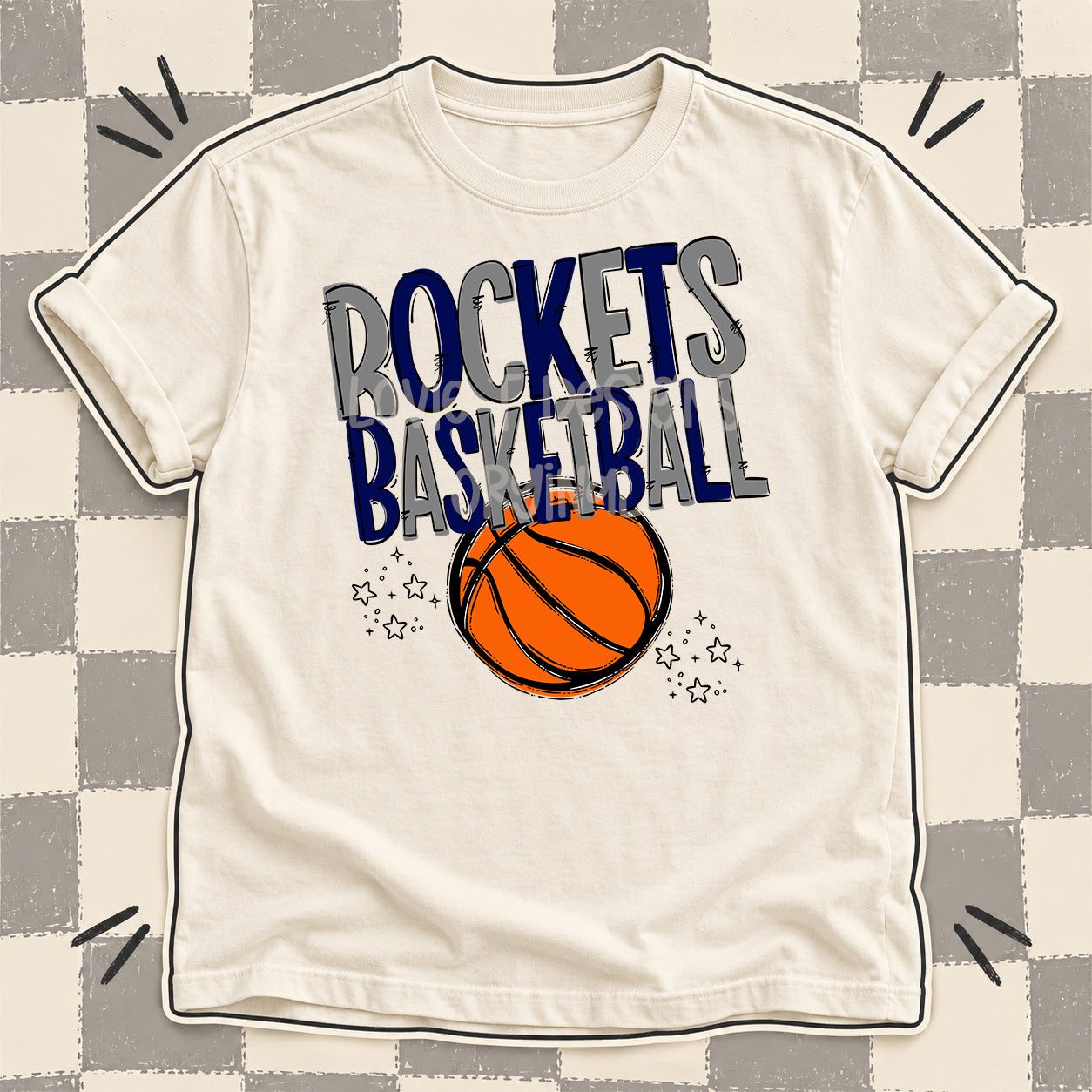 Team Go Basketball Mascots Rockets Gray Navy design