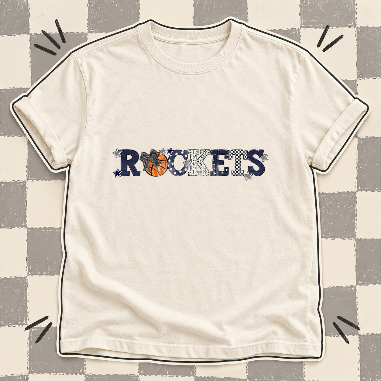 Mixed Doodle Basketball Mascots – Mascot Colors Rockets Gray Navy design