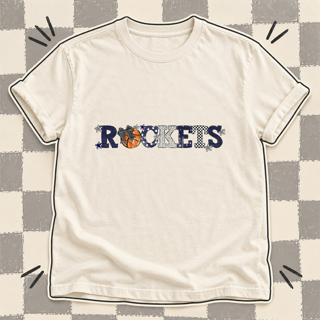 Rockets Gray Navy Mixed Doodle Basketball Mascots – Mascot Colors DTF transfer mockup