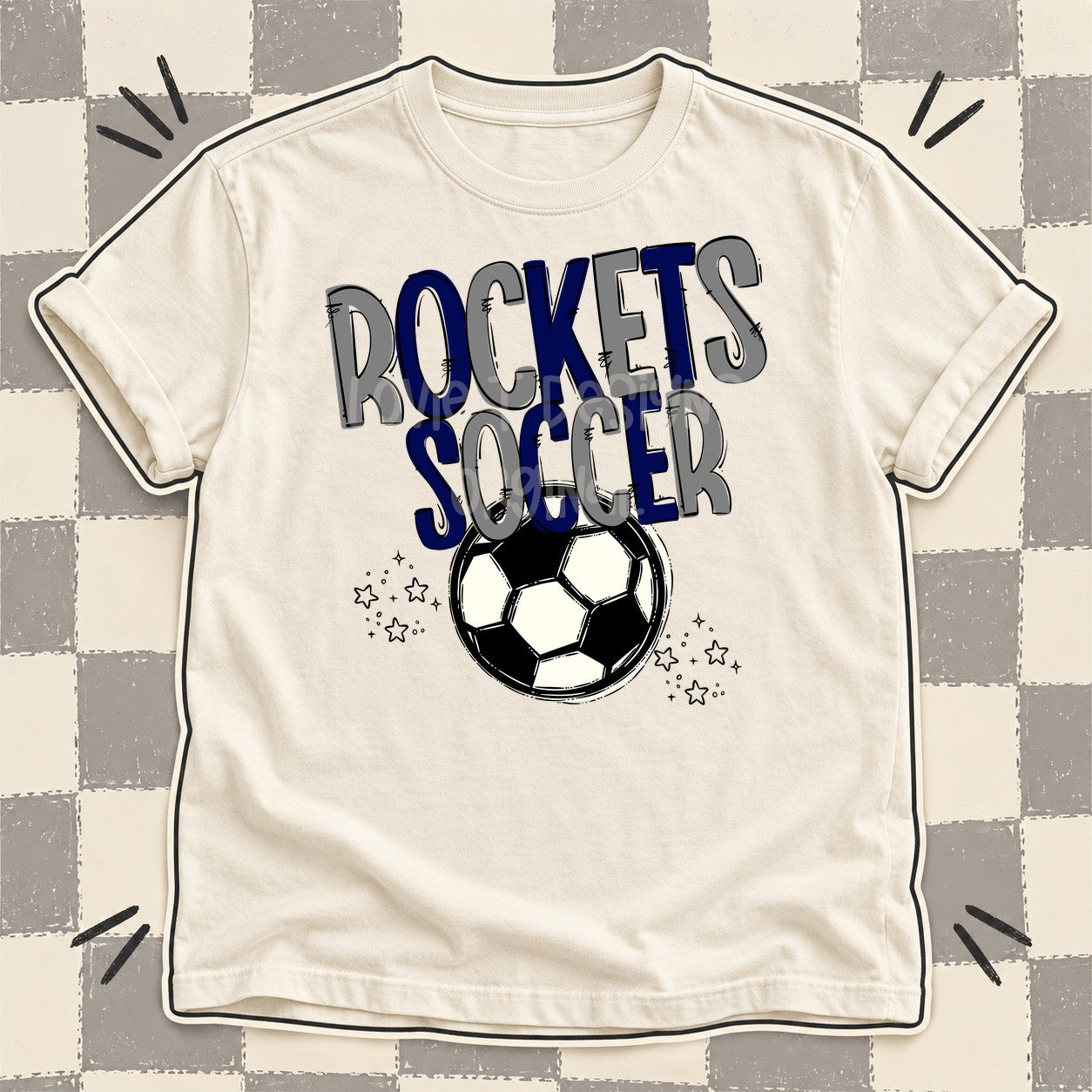 Team Go Soccer Mascots Rockets Gray Navy design