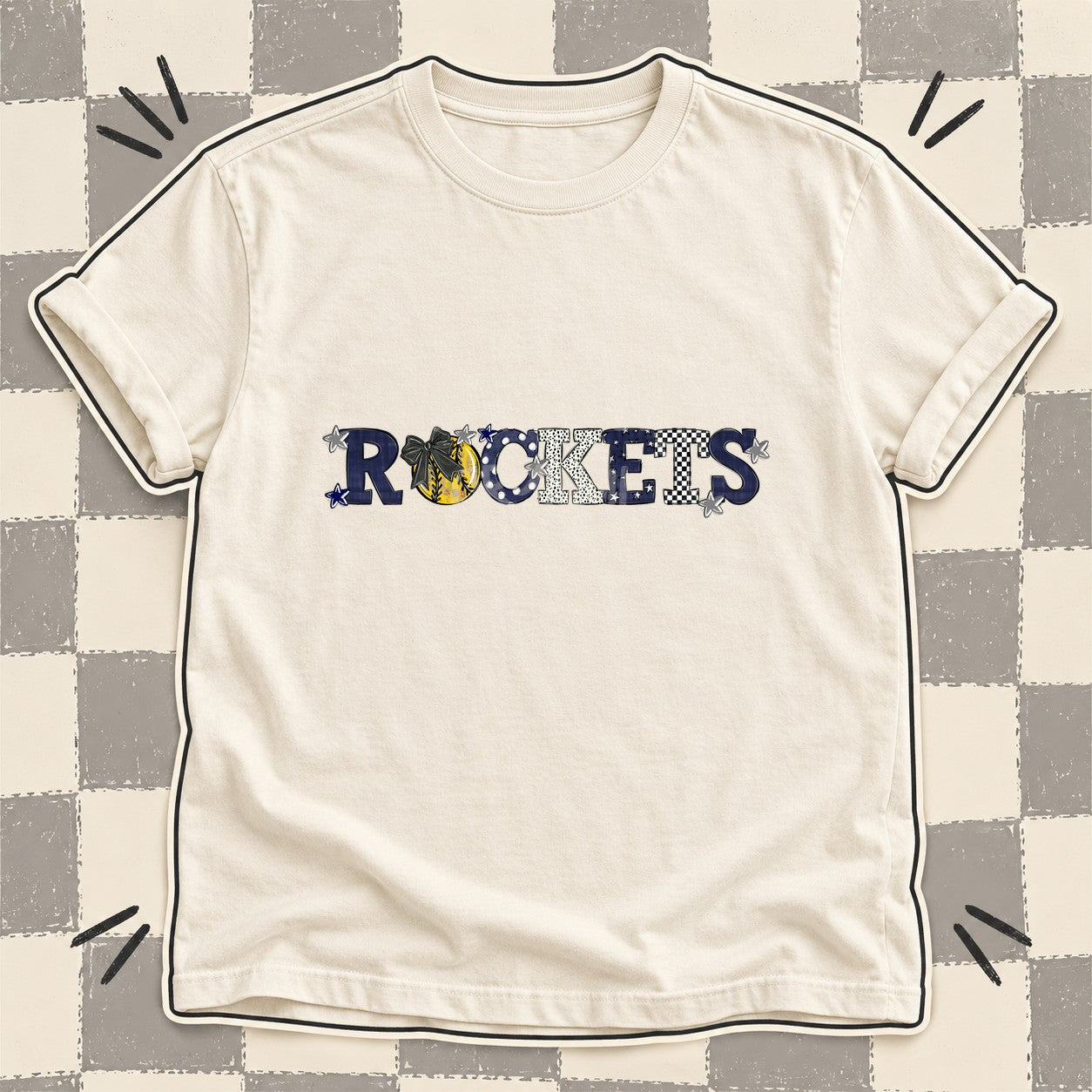 Mixed Doodle Softball Mascots – Mascot Colors Rockets Gray Navy design