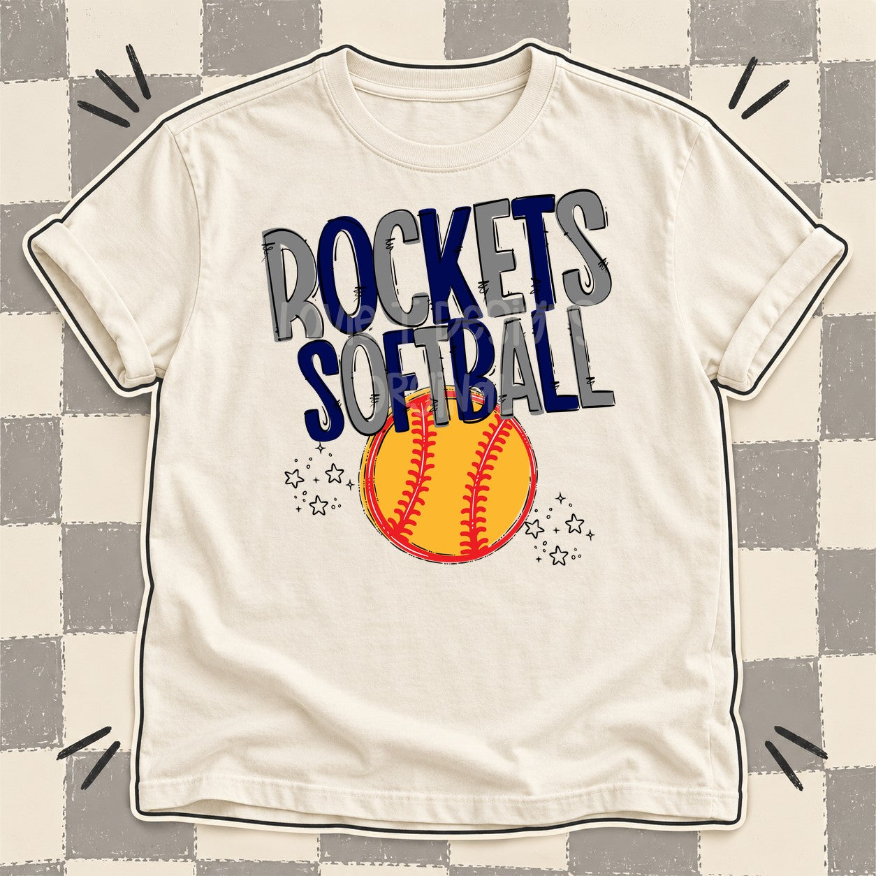 Team Go Softball Mascots Rockets Gray Navy design