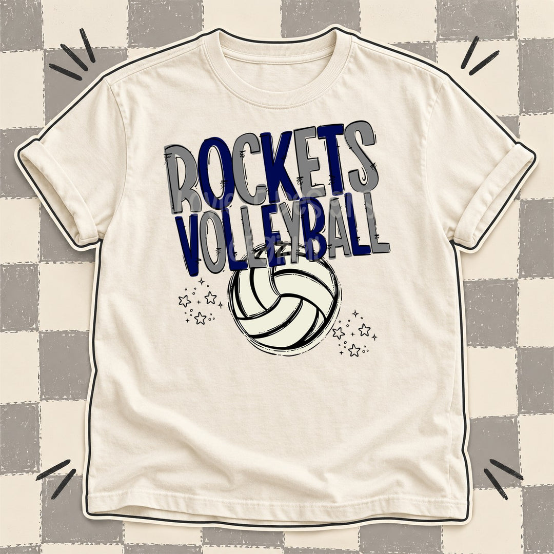 Rockets Gray Navy Team Go Volleyball Mascots DTF transfer mockup