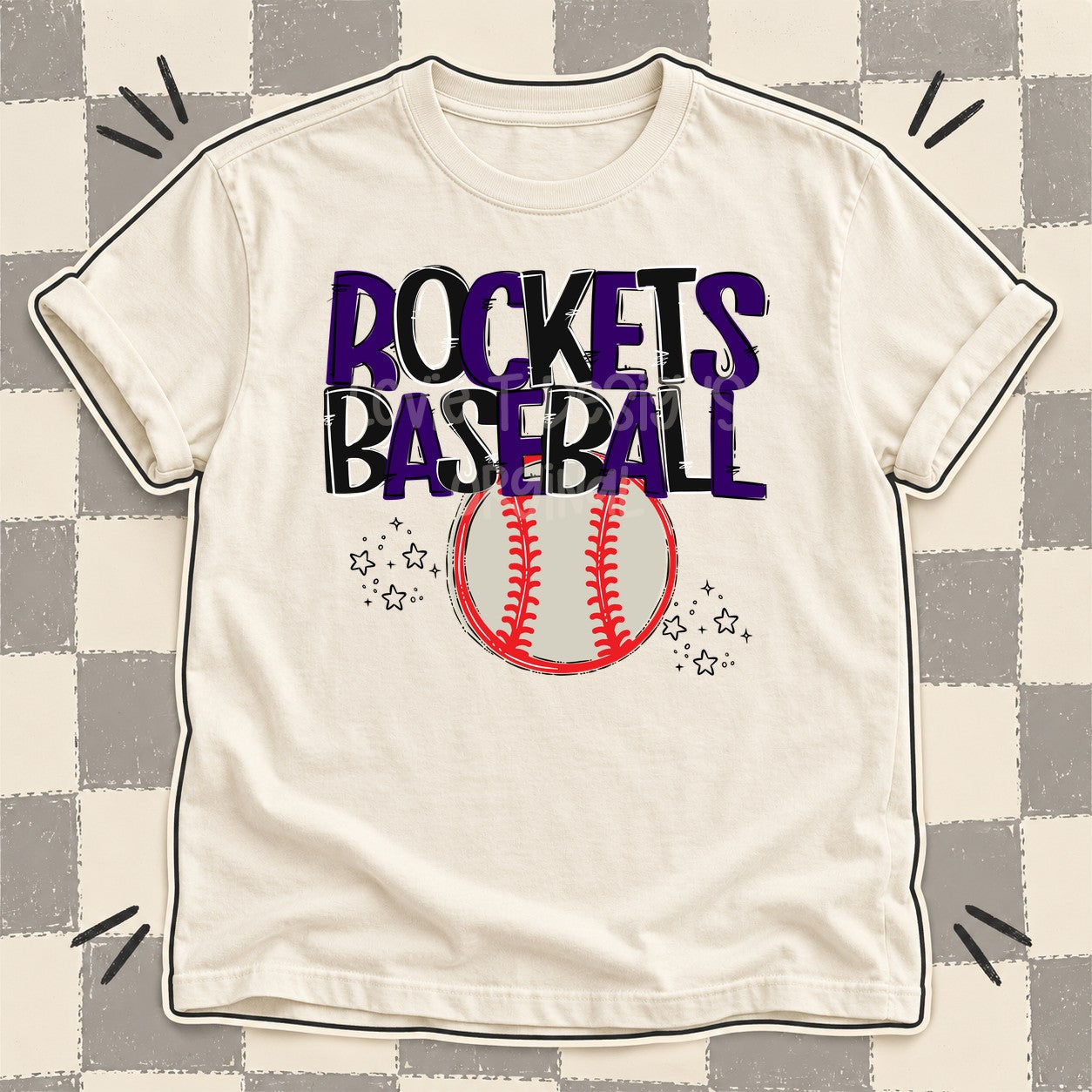 Team Go Baseball Mascots Rockets Purple Black design