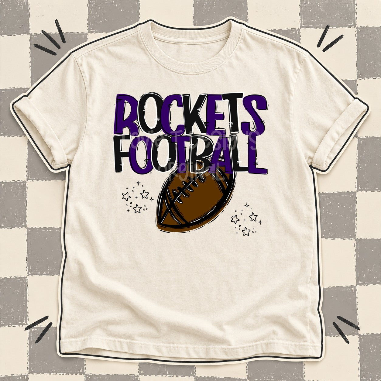 Team Go Football Mascots Rockets Purple Black design