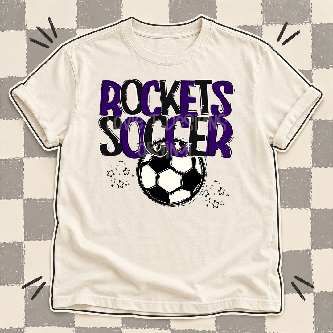 Rockets Purple Black Team Go Soccer Mascots DTF transfer mockup