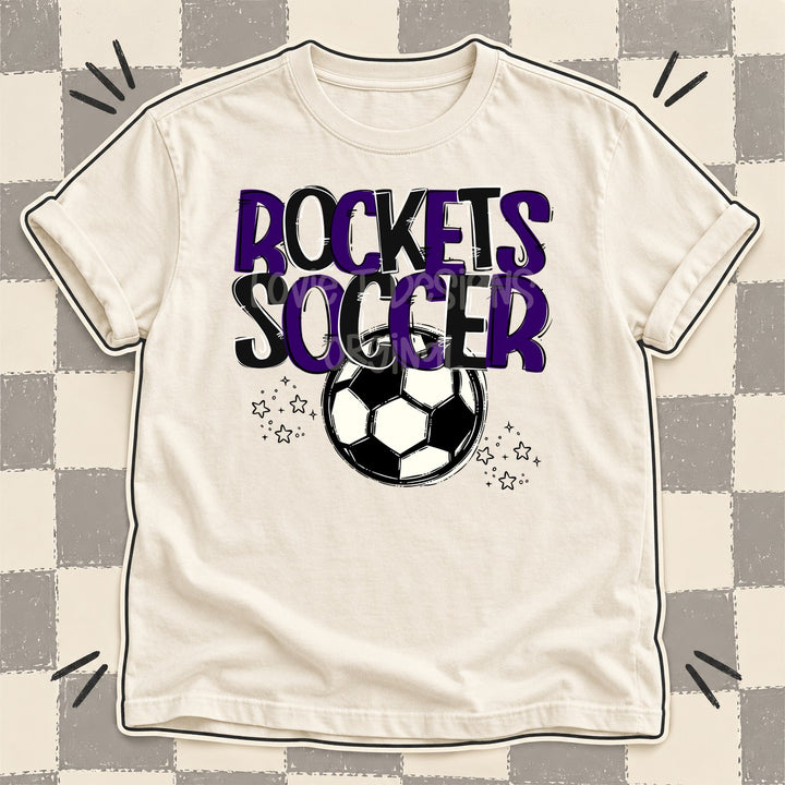 Rockets Purple Black Team Go Soccer Mascots DTF transfer mockup
