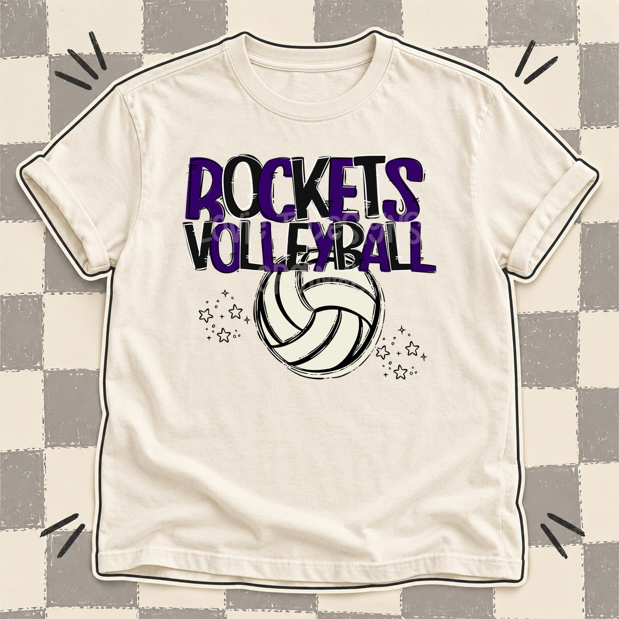 Team Go Volleyball Mascots Rockets Purple Black design