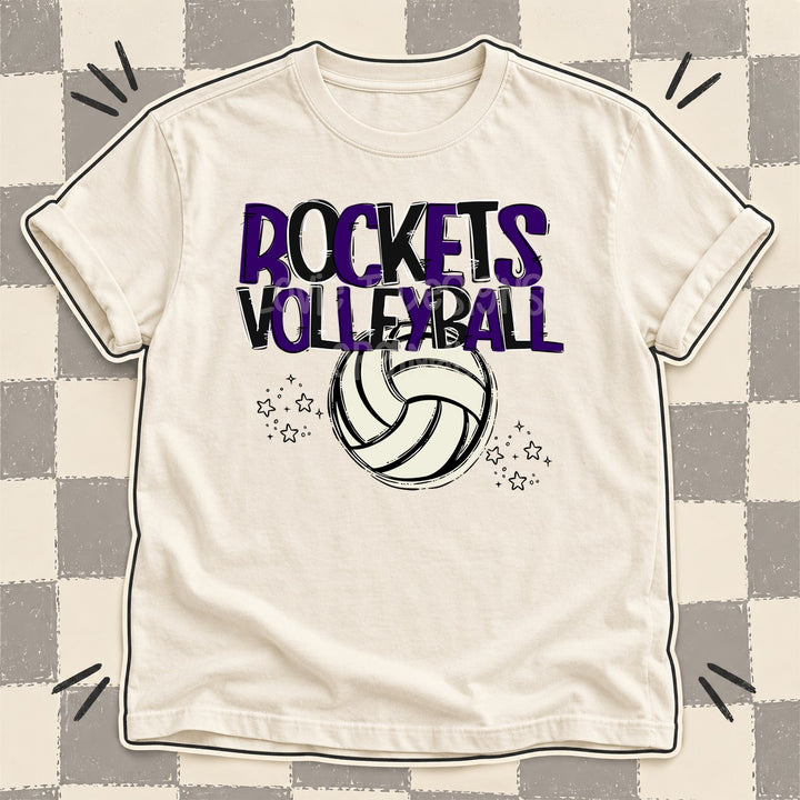 Rockets Purple Black Team Go Volleyball Mascots DTF transfer mockup