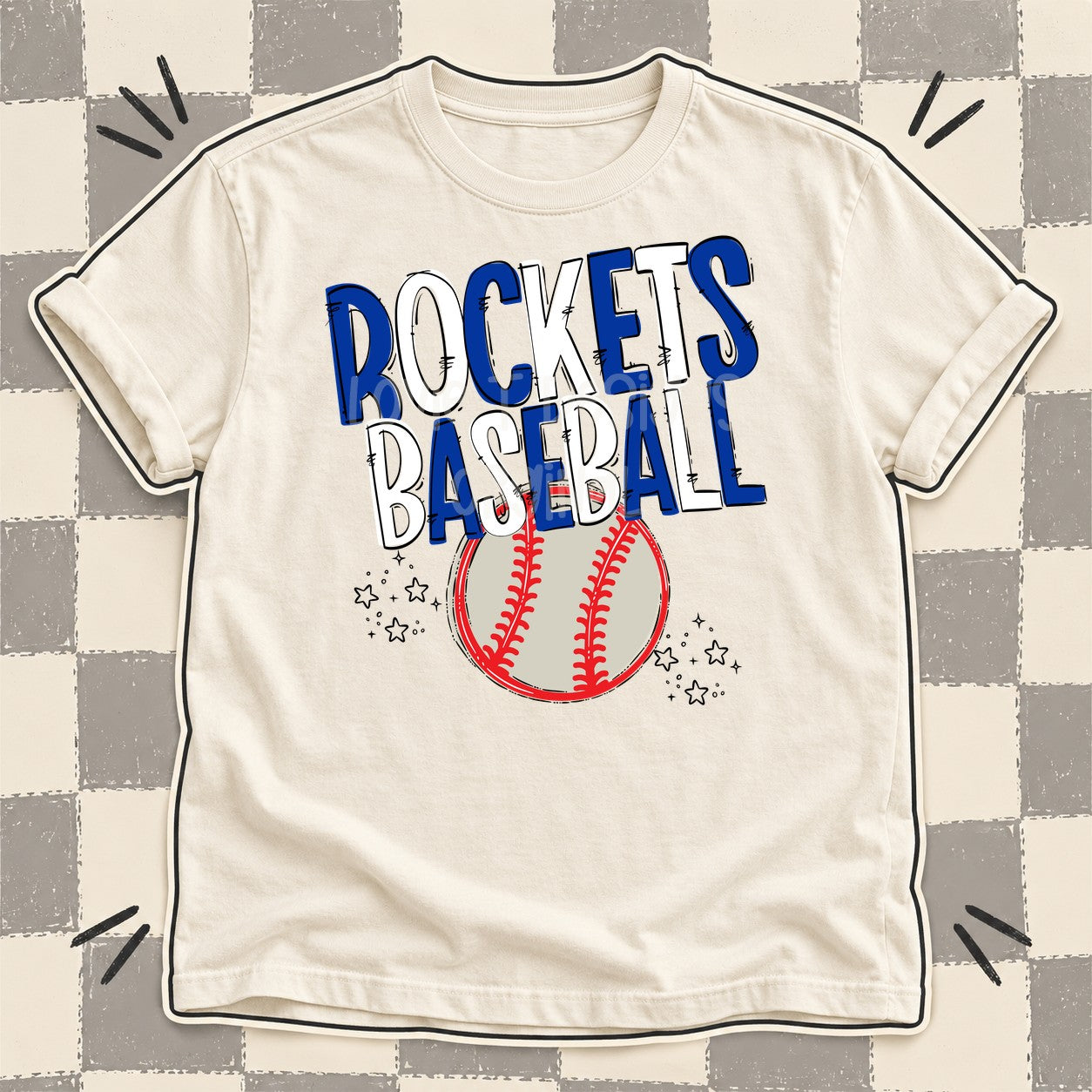 Team Go Baseball Mascots Rockets Royal Blue White design
