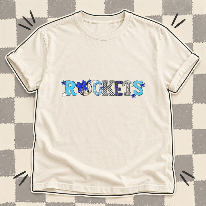 Rockets Royal Blue White Mixed Doodle Baseball Mascots – Mascot Colors DTF transfer mockup