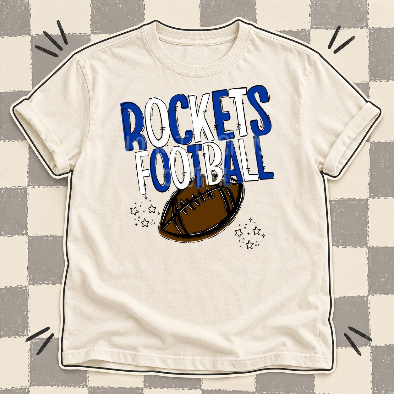 Team Go Football Mascots Rockets Royal Blue White design