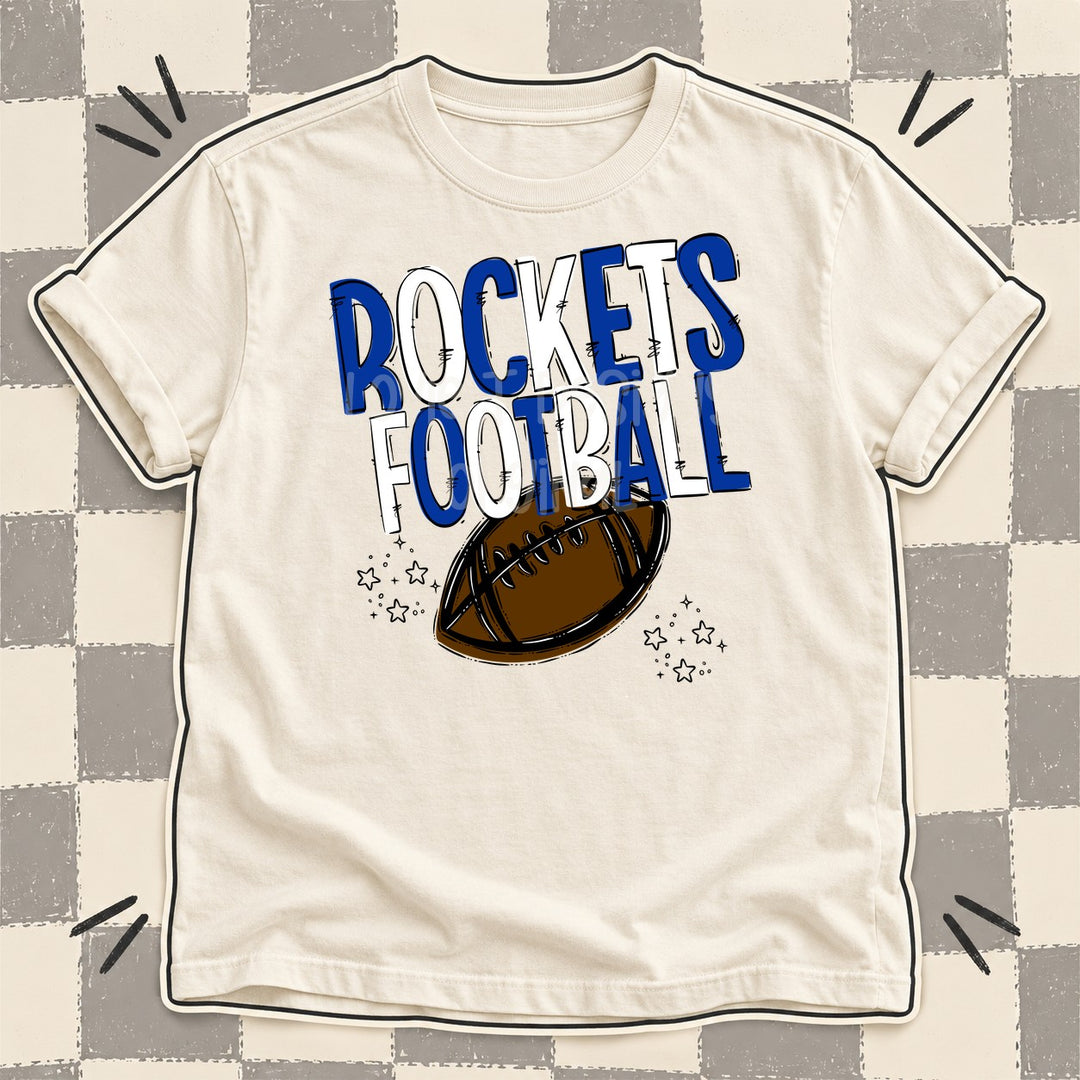 Rockets Royal Blue White Team Go Football Mascots DTF transfer mockup