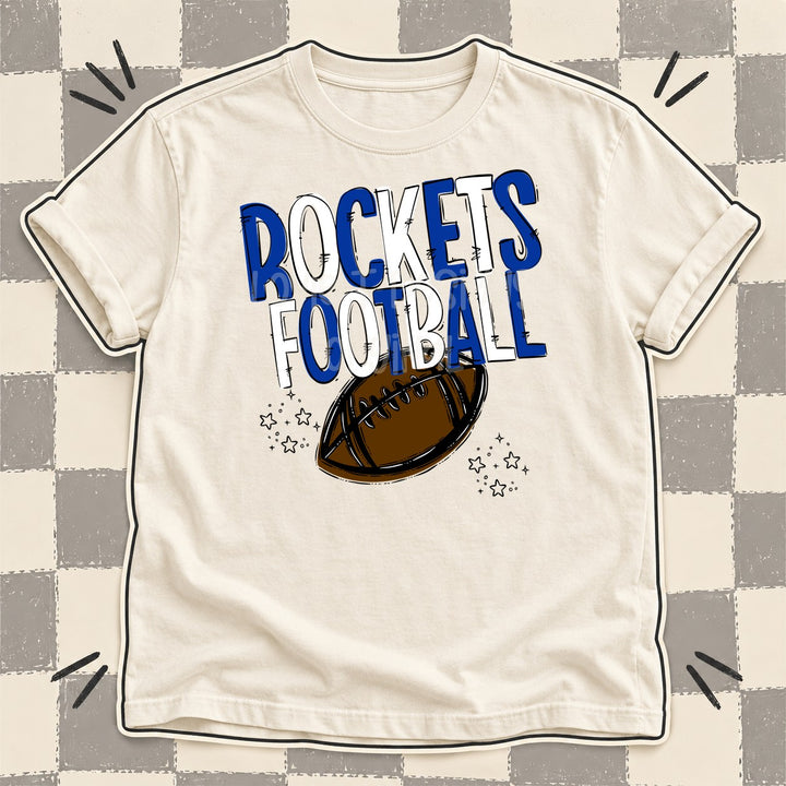 Rockets Royal Blue White Team Go Football Mascots DTF transfer mockup