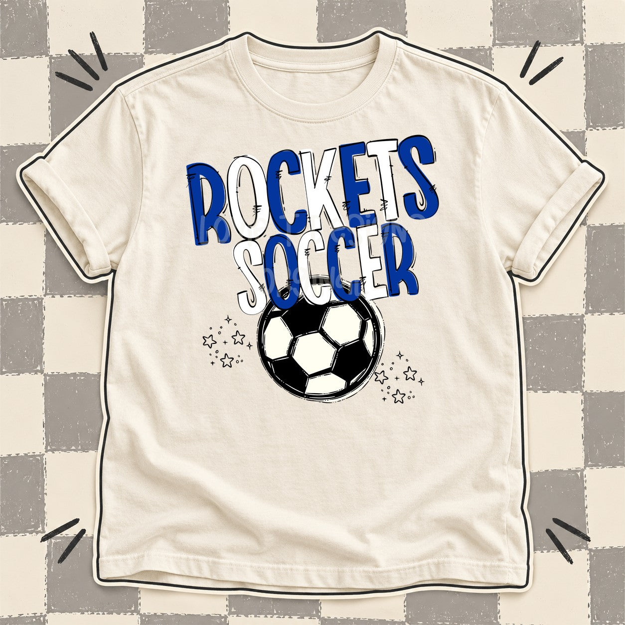 Team Go Soccer Mascots Rockets Royal Blue White design
