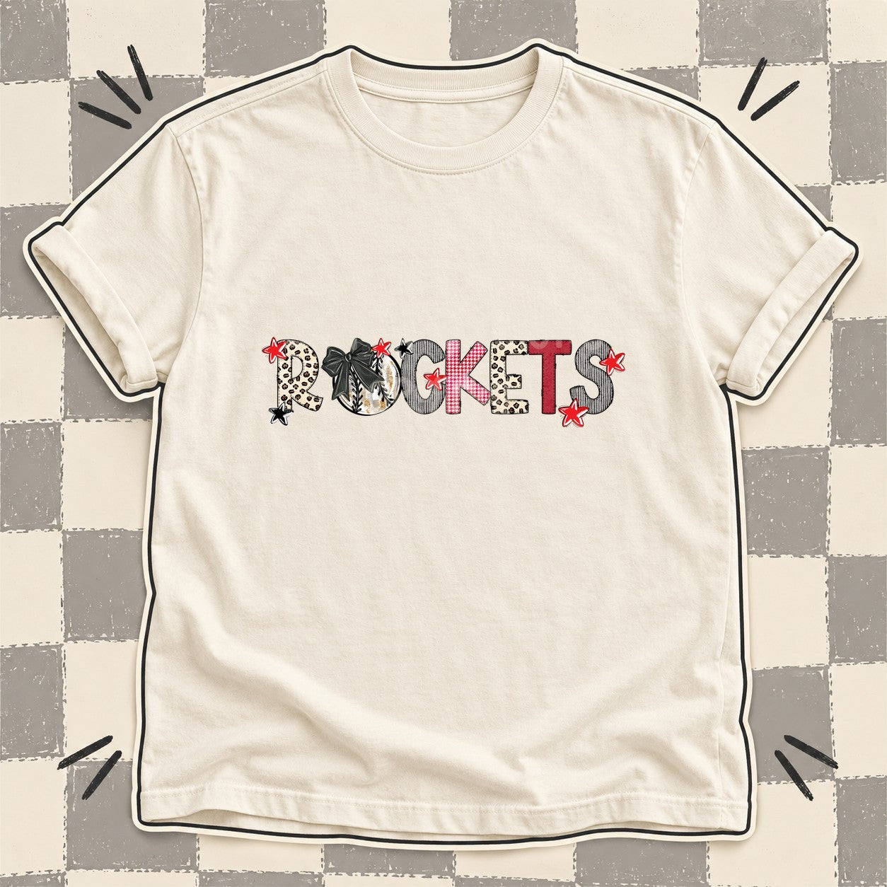 Mixed Doodle Baseball Mascots – Stitched Ballpark Rockets design